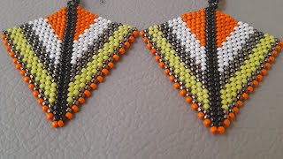 The Peyote Gorgeous in African colours peyotestitchbeadedearring diy [upl. by Stronski]