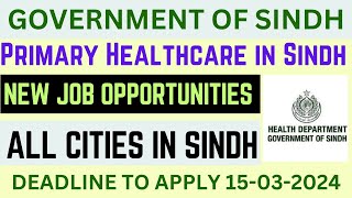 Government of Sindh Healthcare Jobs 2024  Primary Healthcare in Sindh jobs 2024  Government jobs [upl. by Mcnutt813]