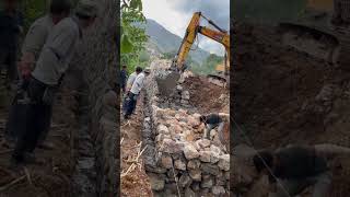 Concrete stone wall construction process [upl. by Lehsreh291]