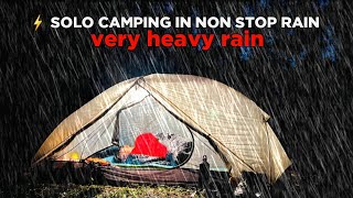 SOLO CAMPING IN HEAVY RAIN  STRUGGLE TO PUT UP A TENT DURING A THUNDER STORM [upl. by Krakow]