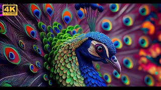 4K The most beautiful peacock opening feathers l colorful peacock relaxing birds nature [upl. by Nwhas]