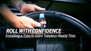 How to Install a tube into a Giant Gavia TubelessReady Bicycle Tire [upl. by Gathard]