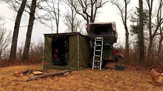 Ep2 Silent Camp Camping in heavy sleet storm rain thunder cozy ASMR glamping truck camping [upl. by Ynna154]