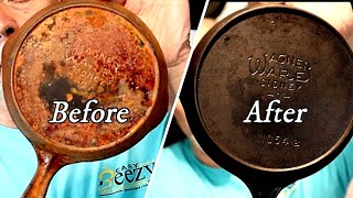 Rusty Cast Iron Skillet Restoration [upl. by Halimaj302]