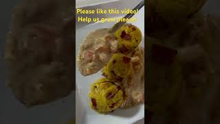 Sneak peak creamy garlic shrimp with Dominican baby mofongo dominicanfood foodie recipe food [upl. by Reynolds]