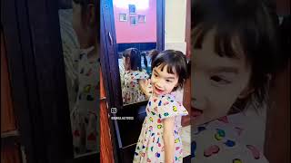 Siddhi dancing with mirror 🪞 dance song cute youtubeshorts trending [upl. by Akli]