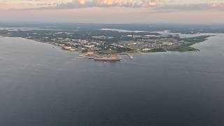 USS Richard M McCool Jr LPD 29 at Pensacola for Commissioning  sunrise flyby over Pensacola Bay [upl. by Leisam]