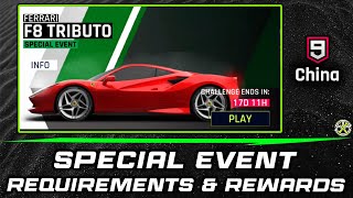 Asphalt 9 China  Ferrari F8 Tributo Special Event Requirements amp Rewards [upl. by Eille]