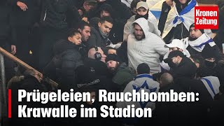 Prügeleien Rauchbomben Krawalle im Stadion  kronetv NEWS [upl. by Sinnek872]