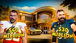 Travis Kelce VS Jason Kelce SHOWDOWN Lifestyle Mansions Cars Net Worth [upl. by Schwitzer486]