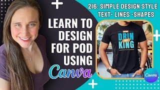 Canva Design Tutorial For Print On Demand Simple Design Style Using Text Shapes And Lines❤️🔥💲 [upl. by Ankney]