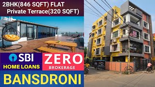 2BHK846 SQFT Flat For Sale with Private Terrace320 SQFT 450 Meters From Bansdroni Metro Station [upl. by Gildas693]