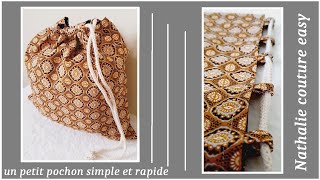 un petit pochon super simple et rapide a confectionner Nathalie couture easy [upl. by Britte]