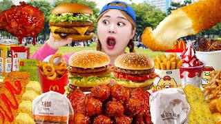 ASMR MUKBANG KFC 양념치킨 햄버거 먹방모음🍔 Crispy Fried Chicken Cheese Burger Eating Sound Collection  HIU 하이유 [upl. by Eltotsira]