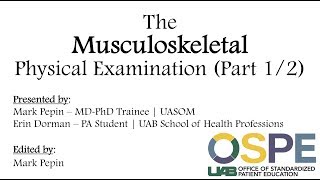 The Musculoskeletal Physical Examination Part 1  Upper Extremity [upl. by Melisenda]