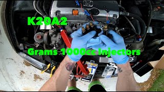 Honda Del Sol K20 Turbo Build  1000cc Injectors Install [upl. by Gaspar]