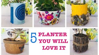 diy 5 Creative Planters  Planter Makeover Out Of Waste Planter Pots Idea Using Recycled Materials [upl. by Michal]