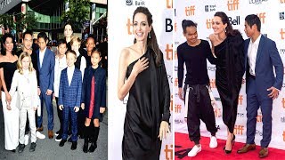 Angelina Jolie With Her Kids at Toronto Film Festival 2017 Full Video [upl. by Aneeuqahs]