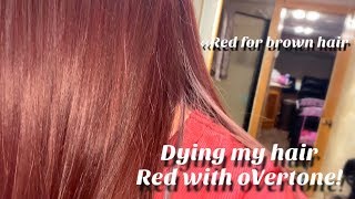 Dying My Hair Red Using oVertone On Dark Brown Hair [upl. by Moon332]