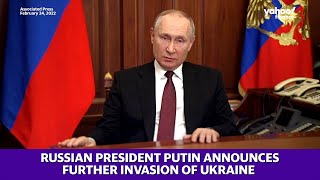 Russian President Putin announces further invasion of Ukraine and delivers warning [upl. by Are]