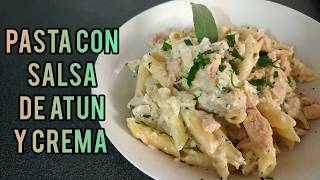 Pasta con salsa de atún y crema de leche nata macarrones rápido almuerzo exquisito en 10 minutos [upl. by Tnarg]