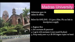 UNIVERSITY OF MADRASDISTANCE EDUCATION online amp offline Admission started for UG amp PG 2024 [upl. by Winthrop]