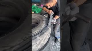 Edge trimming process of rubber tires [upl. by Ahseena]