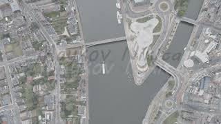 ALog Namur Belgium Arrow at the confluence of the Sambre and Meuse rivers Aerial View [upl. by Alyakem729]