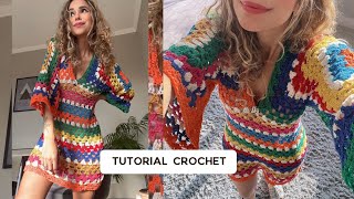 VESTIDO VITÓRIA CROCHÊ  PAP CROCHET Tutorial  Passo a passo [upl. by Vial]