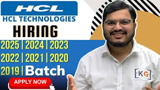 HCL Technologies Hiring 2025 2024 2023 2022 2021 2020 and 2019 Batch  HCL Off Campus Drive  IT Job [upl. by Eserahs]