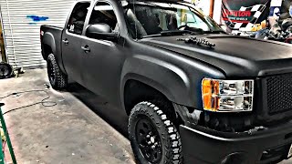 BEDLINER PAINT JOB ON THE NEW 4x4 SILVERADO HUNTING TRUCK BUILD [upl. by Annaesor]