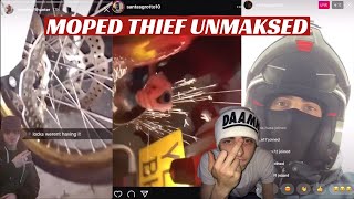 MOPED THIEF UNMASKED Karma for beating up girls stealing bikes and ramming delivery riders [upl. by Moule]