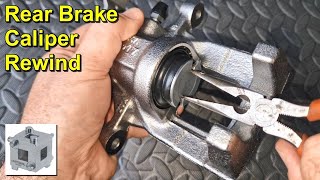 Rear Brake Caliper Piston Rewind  With and Without Special Tools [upl. by Neerak]