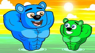 Mega Gummy Bear Family Bodybuilders Funny Full Episodes Cartoon Animation [upl. by Hooge]