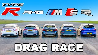 New Civic Type R v M135i v A35 v S3 v Golf R DRAG RACE [upl. by Assin188]