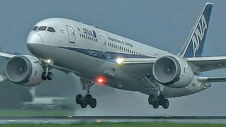 14Minutes SEVERE THUNDER amp HEAVY RAIN Plane Spotting TAKEOFFampLANDING at Kagoshima Airport JAPAN 4K [upl. by Mada]