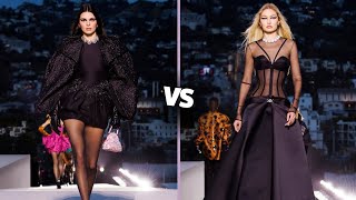 KENDALL JENNER 🖤VS GIGI HADID 🖤 WALK FOR VERSACE FALL WINTER 2023versace gigihadid kendalljenner [upl. by Georg]