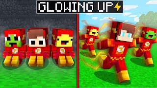 JJ Mikey and Banana Kid GROW UP as FLASH Survival Challenge in Minecraft Maizen [upl. by Annoya]