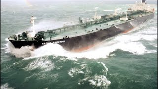 TOP 10 GIANT OIL TANKER SHIPS SAILING ON STRONGEST WAVES IN STORM [upl. by Phillipp]