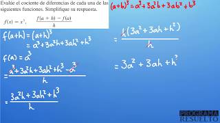 COCIENTE DE DIFERENCIAS PASO a PASO con SIMPLIFICACIÓN  2 EJERCICIOS RESUELTO [upl. by Assir]