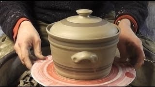 How to throw  make a Pottery Casserole amp lid on the wheel [upl. by Cruce]