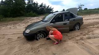 Anya driving through the sand and getting stuck [upl. by Carlo]