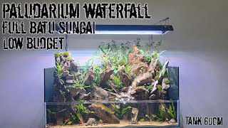 membuat paludarium waterfall full batu  step by step [upl. by Narhem]