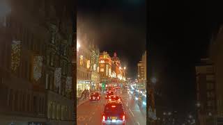 uk london sightseeing busride random harrods harrodslondon nightview light [upl. by Nnylecyoj300]