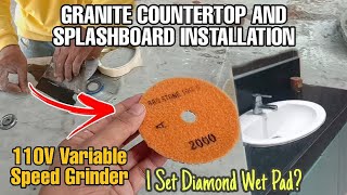 Part 2 HOW TO INSTALL GRANITE Kitchen Countertop and Splashboard  Set of Wet Pad for Granite [upl. by Aitnyc341]