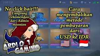 Cara mengembalikan Metode pembayaran dari USD ke IDR Mobile legend [upl. by Basir]