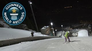 Fastest backwards skiing downhill  Video of the Week 20th June  Guinness World Records [upl. by Carny297]