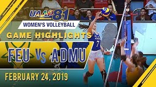 UAAP 81 WV FEU vs ADMU  Game Highlights  February 24 2019 [upl. by Sobmalarah]