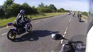 Unmarked police motorcycle chases five bikers at 150mph [upl. by Lebyram]