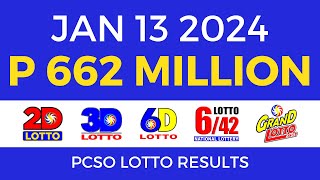 Lotto Result January 13 2024 9pm PCSO [upl. by Morissa]